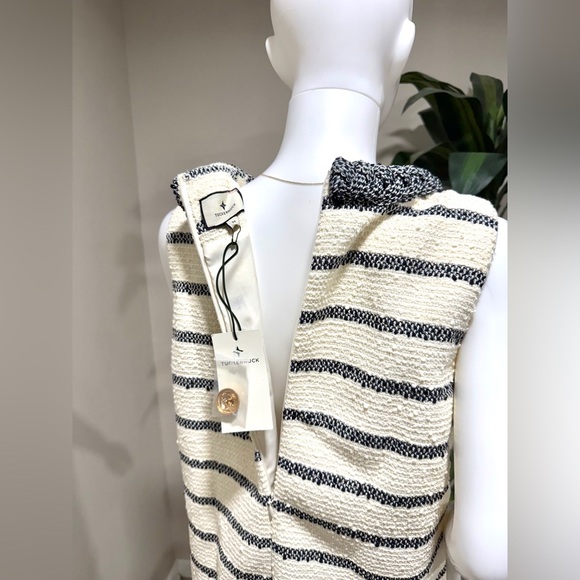 Tuckernuck Jackie Tweed Shift Dress M NWT Navy Stripe Bouclé Classic Sleeveless - Picture 9 of 15